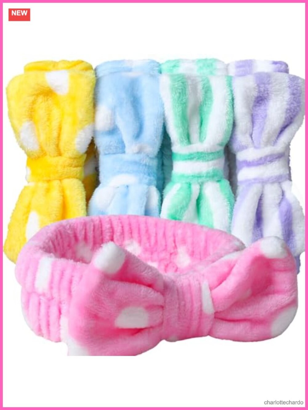 Spa Headband Set Microfiber Fleece Makeup Skincare 5 Count